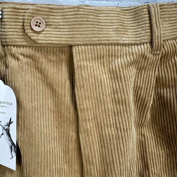 Peter Christian Men's Pleated County Corduroy Cotton Pants, Size W38 x L29, Sand - Picture 6 of 13